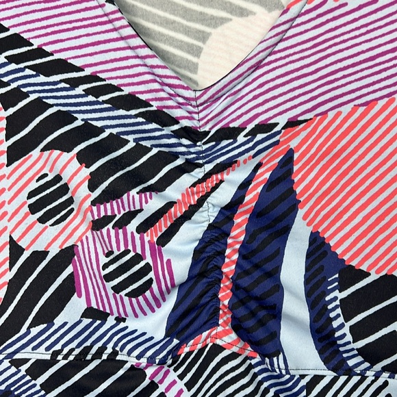 Title Nine Cap Sleeve Geometric Stripe Print Knee Length V-Neck Dress Medium - Picture 8 of 10